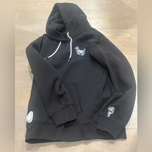 GOAT USA Black Hoodie with Embroidered Patches XS wear throughout